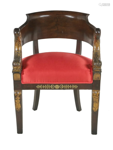 Empire Mahogany and Parcel-Gilt Armchair