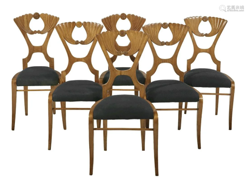 Suite of Six Biedermeier Birch Dining Chairs