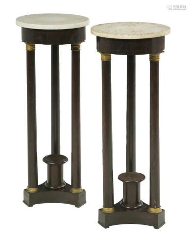 Pair of Empire-Style Bronze-Mounted Pedestals