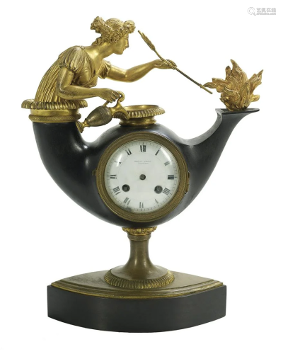 Napoleon III Bronze Dore et Patine Figural Clock