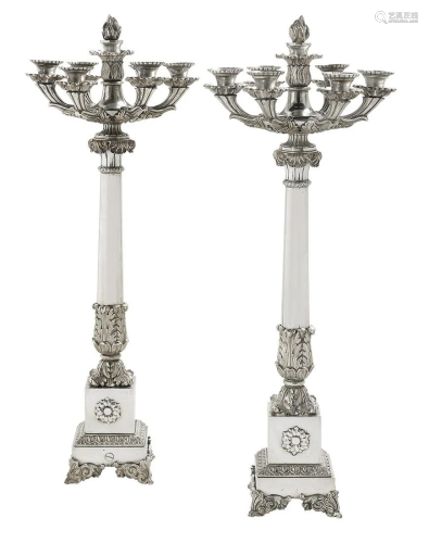 Pair of Second Empire Silverplate Candelabra