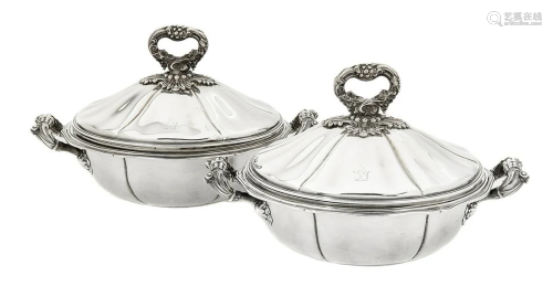 Pair of Napoleon III Silver Legumiers