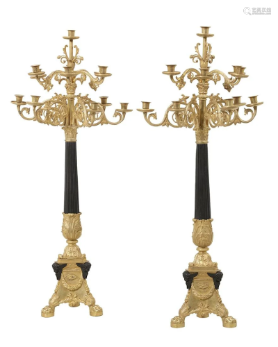 Pair of French Bronze Candelabra