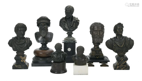 Seven Grand Tour Marble and Spelter Busts