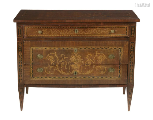 Italian Neoclassical Mixed Woods Commode