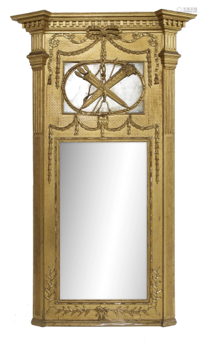 Large Giltwood Trumeau Mirror