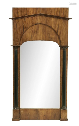 Biedermeier Walnut Looking Glass