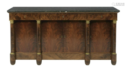 Empire Bronze-Mounted Marble-Top Sideboard