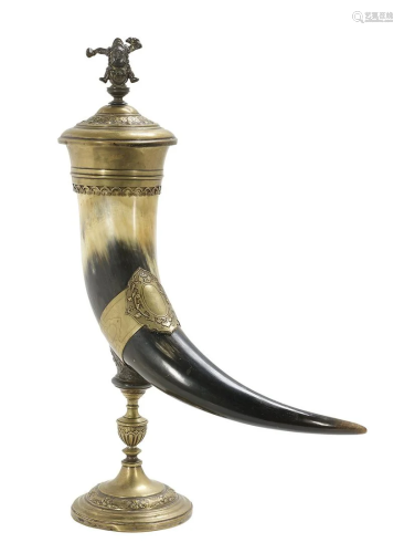 WMF Brass-Mounted Standing Libation Horn