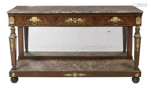 Empire-Style Mahogany and Marble-Top Server