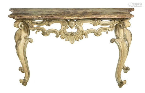 Exuberant Italian Polychrome Console Table