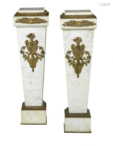 Pair of Neoclassical Bronze-Mounted Pedestals