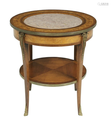 French Mahogany and Marble-Top Center Table