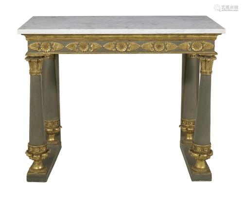 Empire Polychrome and Marble-Top Console Table