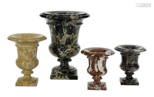 Four Italian Marble Campana-Form Urns