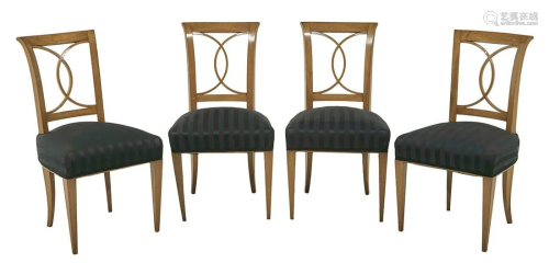 Suite of Four Biedermeier Birch Side Chairs