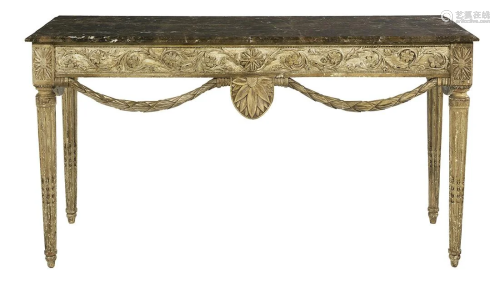 Italian Polychrome and Marble-Top Console/Server