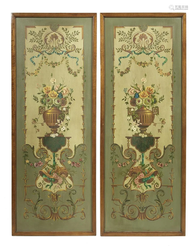 Pair of French Hand-Painted Decorative Panels