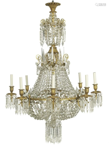 Baccarat Gilt-Bronze and Crystal Chandelier