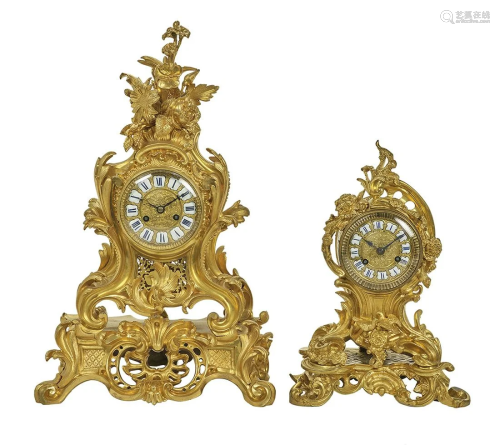 Two Louis-Philippe Gilt-Bronze Mantel Clocks