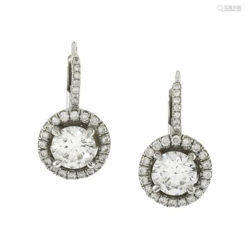 Pair of Diamond Dangle Earrings