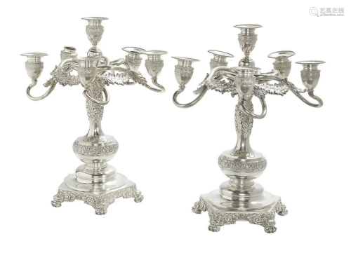 Pair of Tiffany & Co. Sterling Silver Candelabra