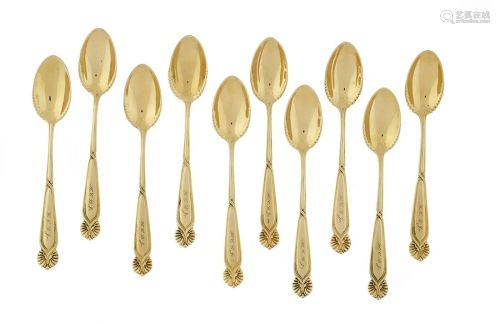 Ten Tiffany & Co. 18K Gold Demitasse Spoons