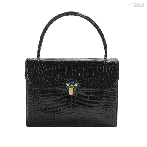 Vintage Gucci Black Crocodile Handbag