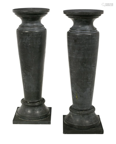 Pair of Large Gray Marble Pedestals