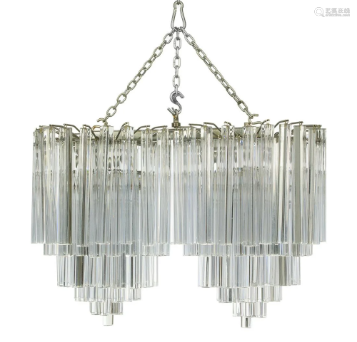 Venini Murano Glass Triedri Tiered Chandelier