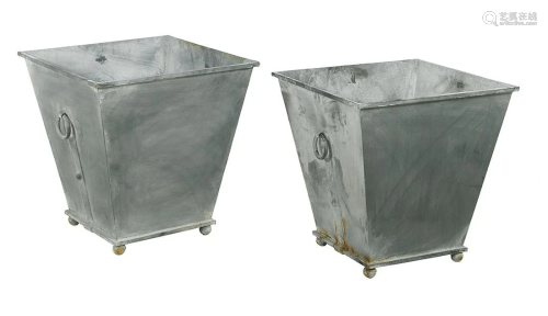 Pair of Metal Tree Tubs of Asian Inspiration