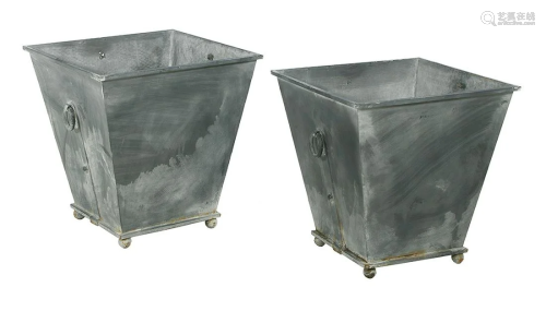 Pair of Metal Tree Tubs of Asian Inspiration