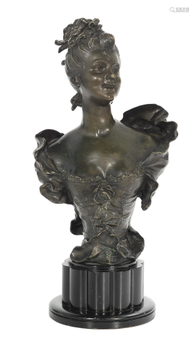 French Patinated Bronze Bust of an 