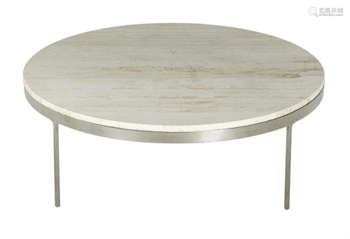 Nicos Zographos Steel and Travertine Coffee Table