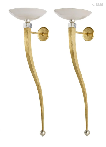 Pair of Enrico De Girardi Gilt-Metal Sconces