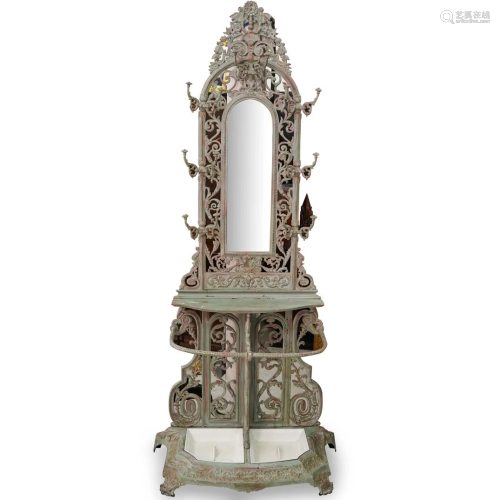 Victorian Cast Iron Hall Stand with Mirror