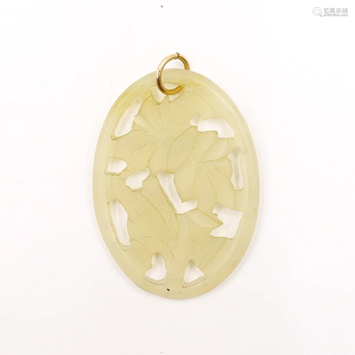 Gold and Carved Jade Pendant