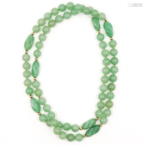 Jade and Gold Bead Necklace