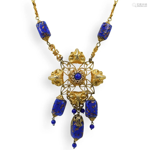 Vintage Costume Lapis Necklace