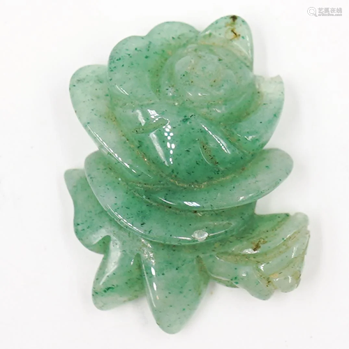 Carved Green Jade Flower Pendant