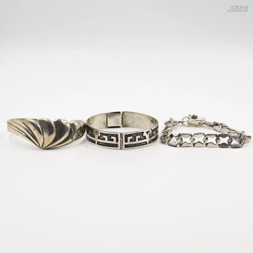 (3 Pc) Sterling Silver Bracelets 