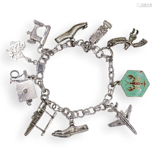 David Anderson Sterling Silver Charm Bracelet