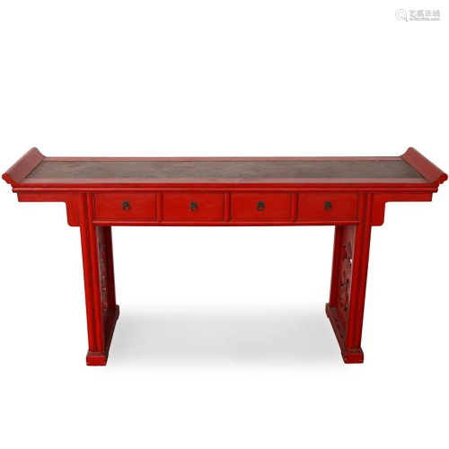 Chinese Red Lacquered Altar Table