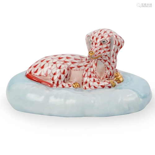 Herend Fishnet Dog Porcelain