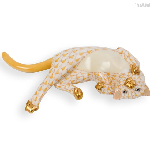 Herend Porcelain Laying Cat