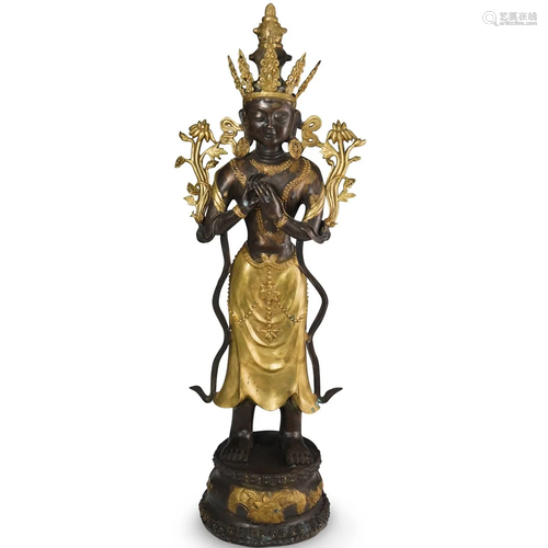 Thibetan Bronze Standing Buddha Statue