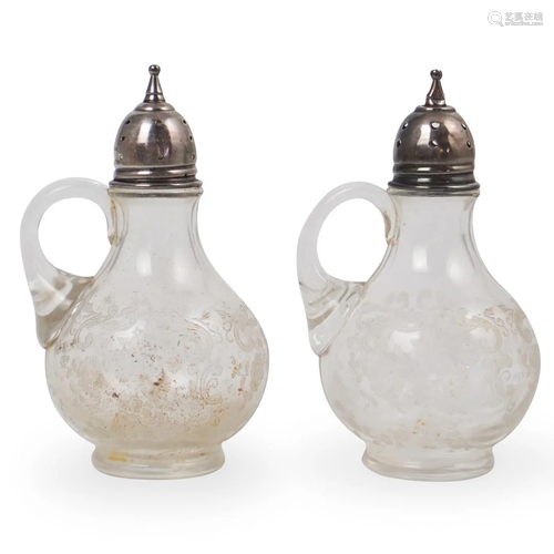 Silver & Crystal Salt Pepper Cellars