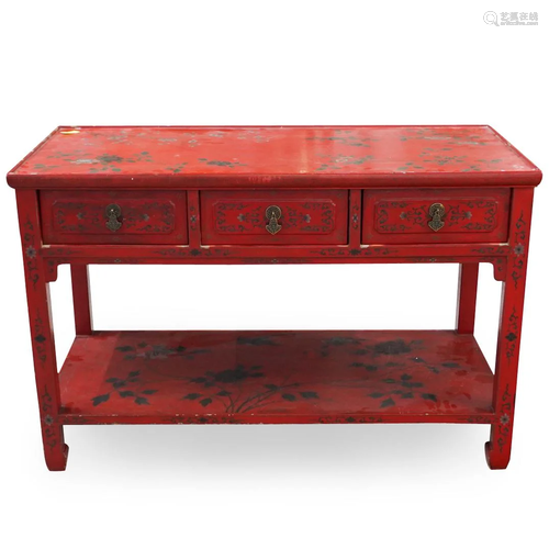 Chinese Red Lacquer Console Table