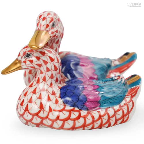 Herend Porcelain Fishnet Double Ducks