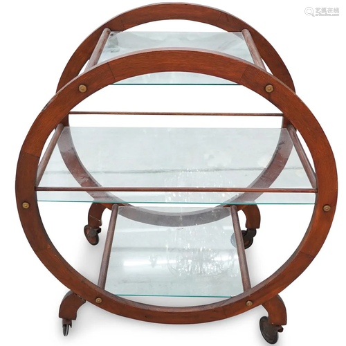 Mid Century Curved Wood and Glass Table